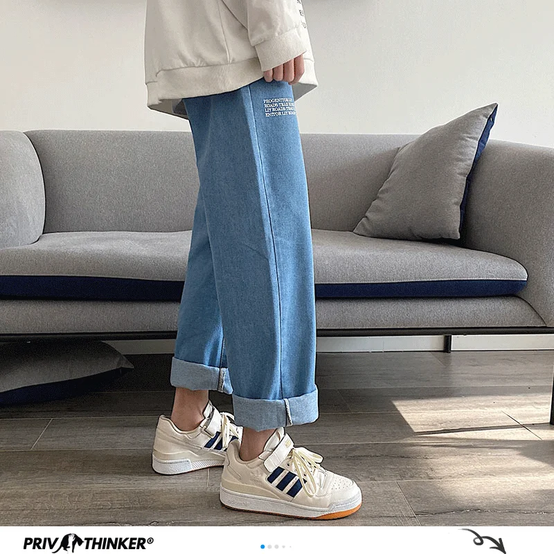 Privathinker High Street Ripped Hip Hop Mens Jeans 2020 Summer Wide Leg Man Loose Fashion Vintage Male Denim Pants Clothes | Мужская
