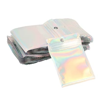 200 pieces resealable smell proof bags foil pouch bag flat zipper closure bag for party favor food storage holographic color 2