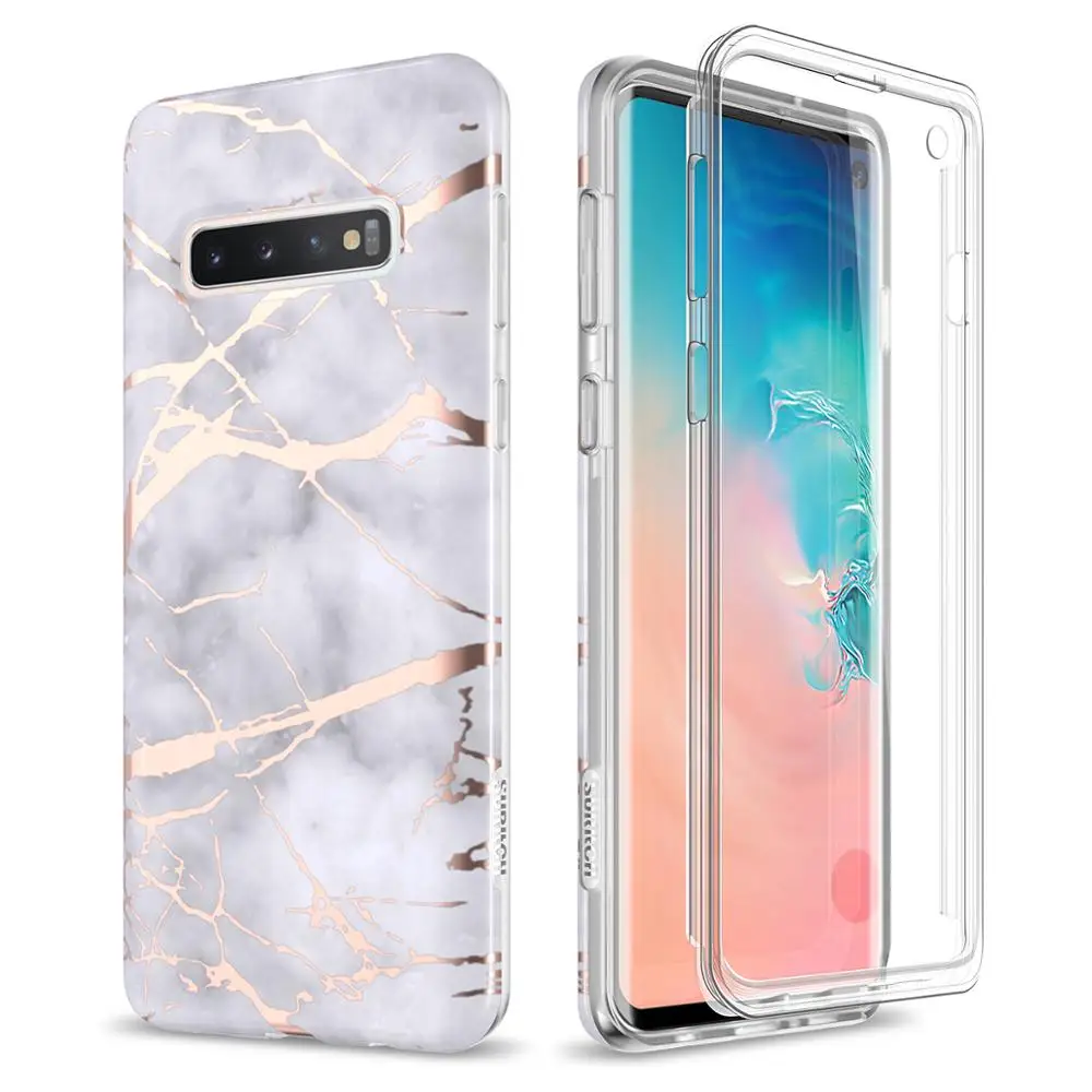 

Мраморный золотой чехол для Samsung Galaxy S10 ударопрочный бампер мягкий ТПУ чехол со встроенной защитной пленкой для экрана для S10 чехол задняя кр...