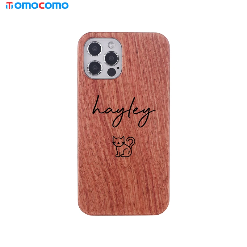 

Natural Personalized Engraved Wood Phone Case For iPhone 11 12Pro Max 7 8P 6 6S XR XS Max Custom Rose Wood Phone Cover Coque