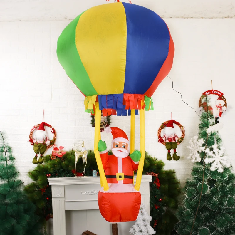 

6FT Funny Christmas Inflatable Santa Claus on Hot Air Balloon Decoration with LED Light Blow Up Outdoor Toys for Home Yard Decor