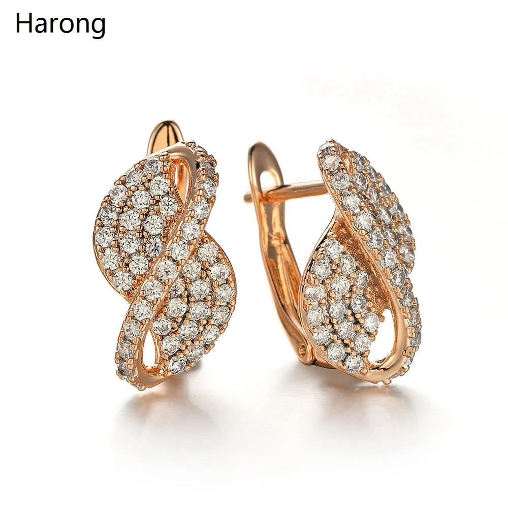 

New Multi-crystal Zircon Copper Earrings Aesthetic Quality Small Jewelry Best Gift For Woman Girl Wedding Party Stud Earrings