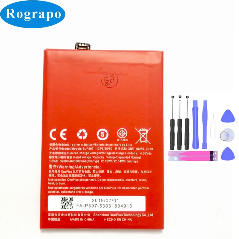 

Original 3300mAh One Plus BLP597 Replacement Battery For OnePlus 2 One Plus Two A2003 A2005 A2001 Cell Mobile Phone