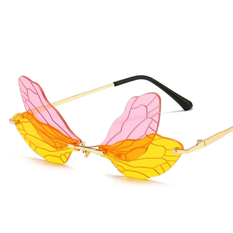 Трендовые солнцезащитные очки в металлической оправе с бабочками женские модные