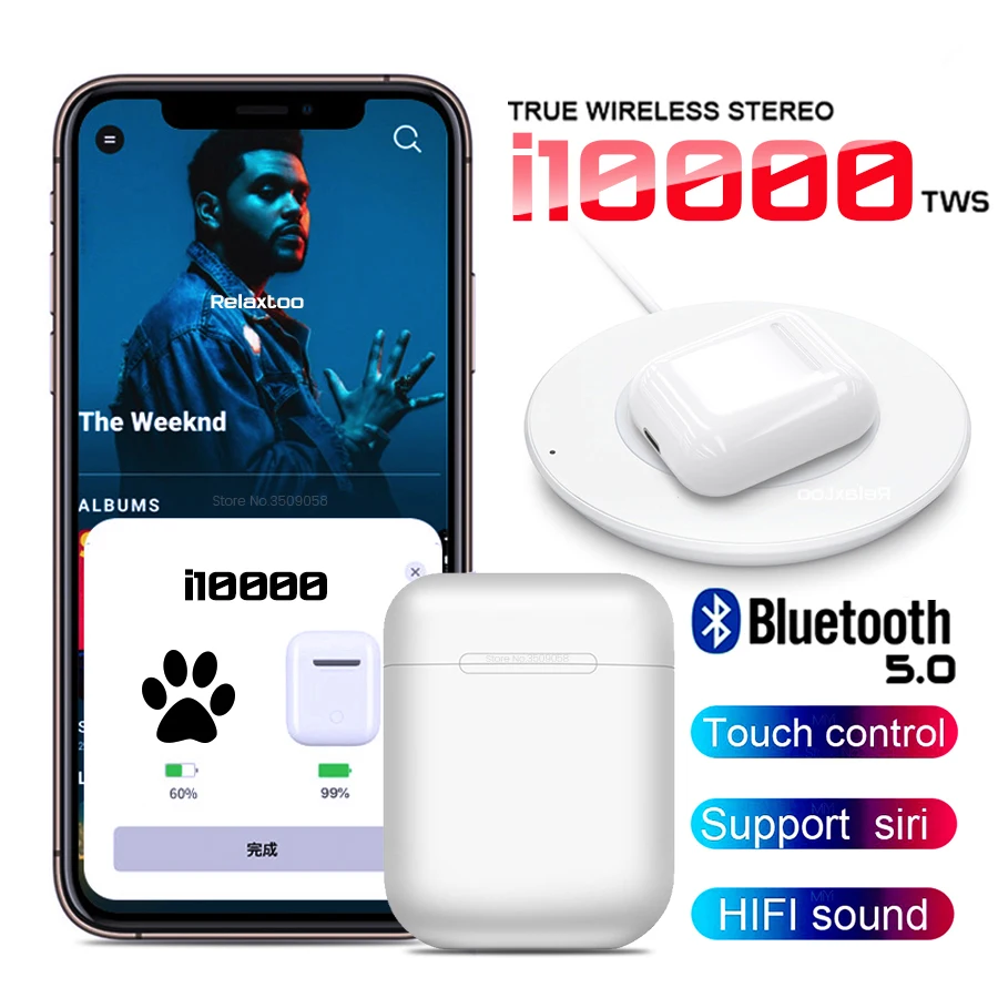 I10000 наушники-вкладыши tws с новые наушники-вкладыши Bluetooth с сенсорным управлением 5,0 гарнитура Беспроводной наушники с зарядным устройством PK i200 i500 i1000 i2000 i5000 i9000 наушники-вкладыши tws