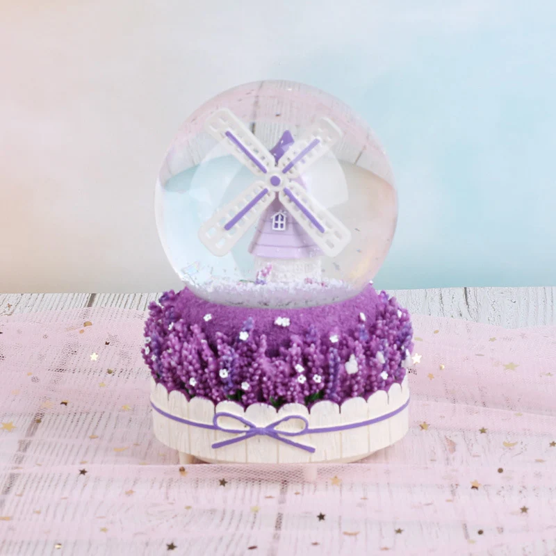 Creative Romantic Windmills Snow Globe Crystal Ball Rotating Music Box Christmas Decoration For Home Accssories | Дом и сад