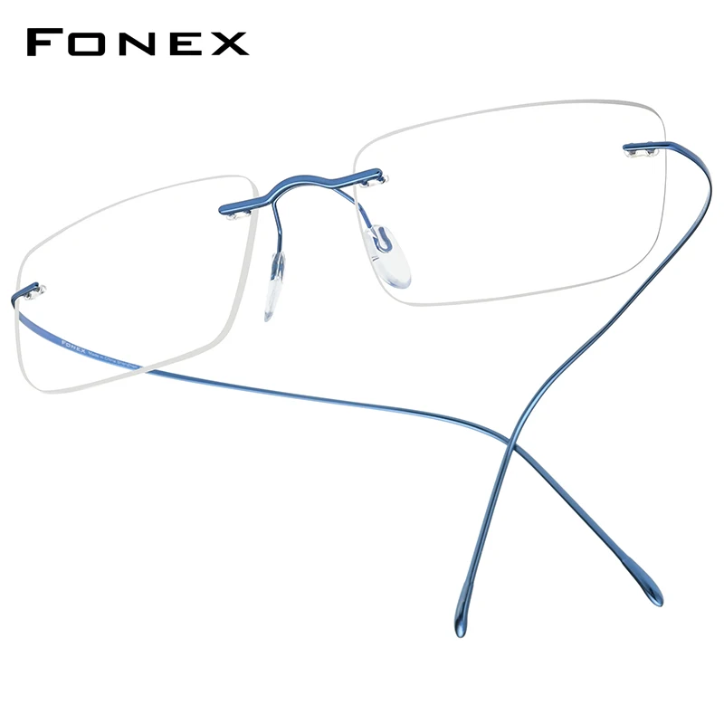 FONEX B Титан оправа для очков Для мужчин 2020 Для женщин Для мужчин Без Оправы рецепта квадратная оправа для очков при близорукости оптические корейский очки F85634 - изображение