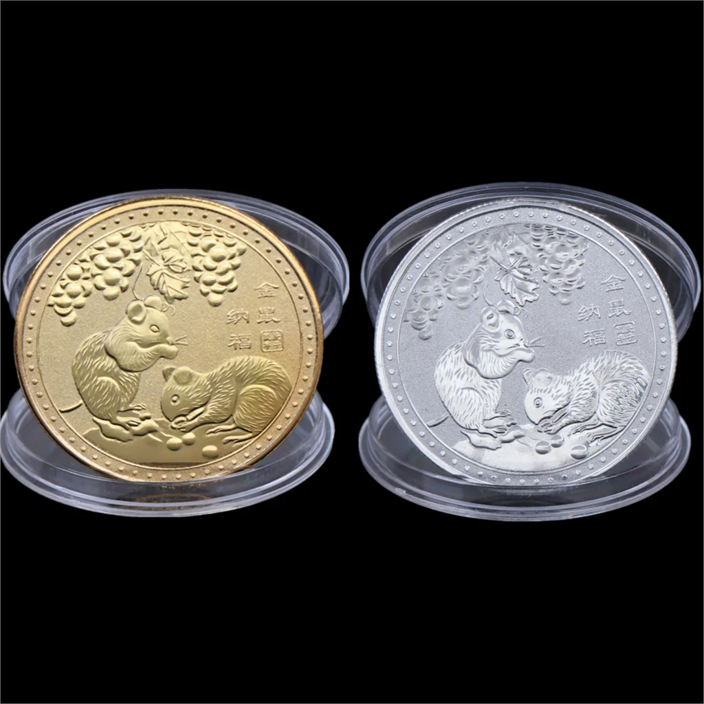 Монета с изображением года крысы сувенирная монета китайским знаком зодиака