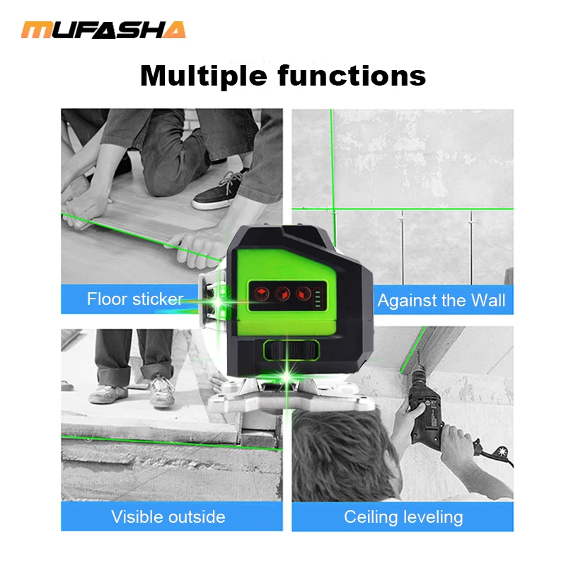 MUFASHA зеленый 12-линейный наземный уровень с настенной подставкой и дистанционным