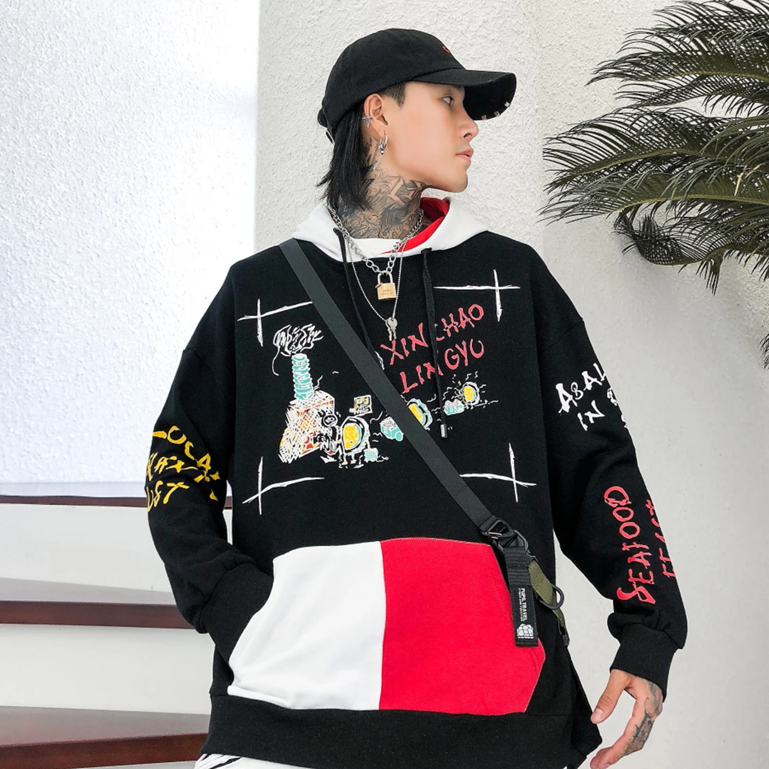 Мужская толстовка с капюшоном Aelfric Eden Повседневная хлопковая цветными часами и