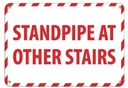 

Crysss Warning Sign Standpipe at Stairs Stairs Hazard Sign Fire Sign Road Sign Business Sign 8X12 Inches Aluminum Metal Sign