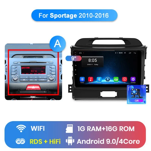 WIFI (1GB 16GB) A Junsun V1 2G+ 32G Android 9,0 DSP автомобильный Радио Мультимедиа Видео плеер навигация gps 2 din для KIA Sportage 3 2010 2011- без dvd - Цвет: WIFI (1GB 16GB) A