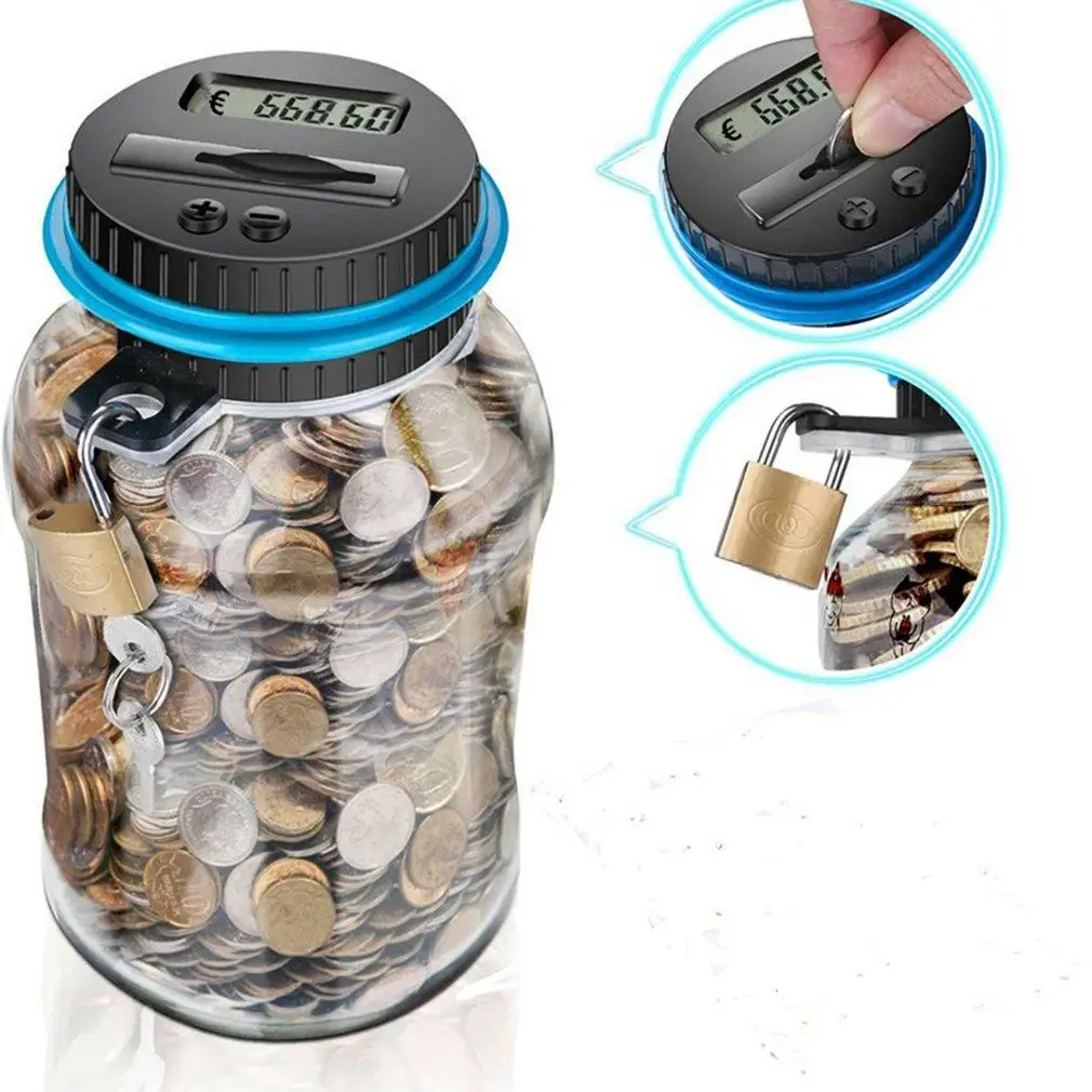 Piggy Bank Counter Coin Electronic Digital LCD Counting Coin Money Saving Box Jar Coins Storage Box EURO Money Deposit