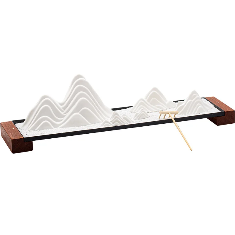 

56cm Zen Dry Landscape Decoration Japanese Creative Home Living Room Decor Meditation Sand Table Feng Shui Micro Landscape