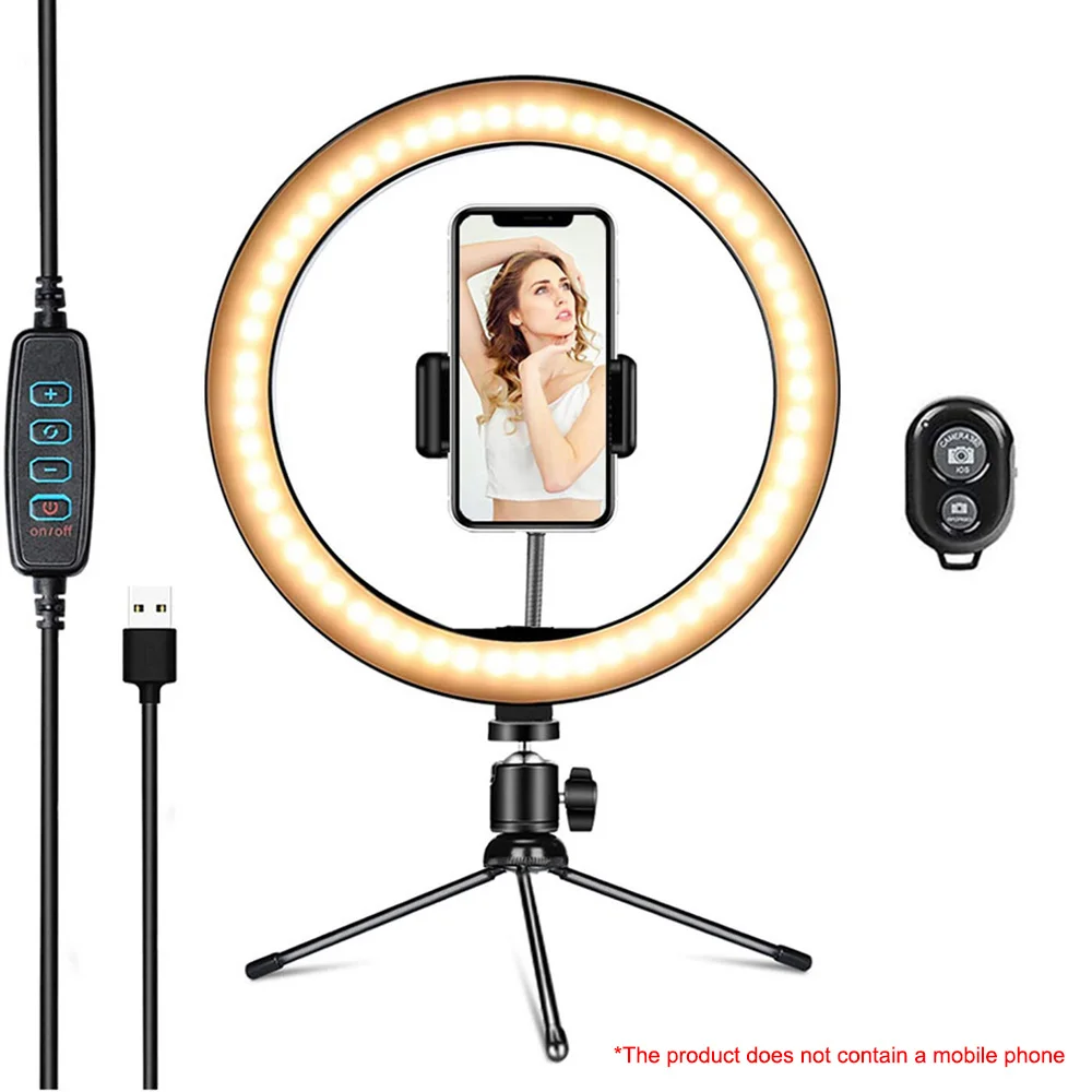 

10inch Selfie Ring Light Photography Led Rim Of Lamp With Mobile Holder Support Tripod Stand Ringlight For Live Video Streaming