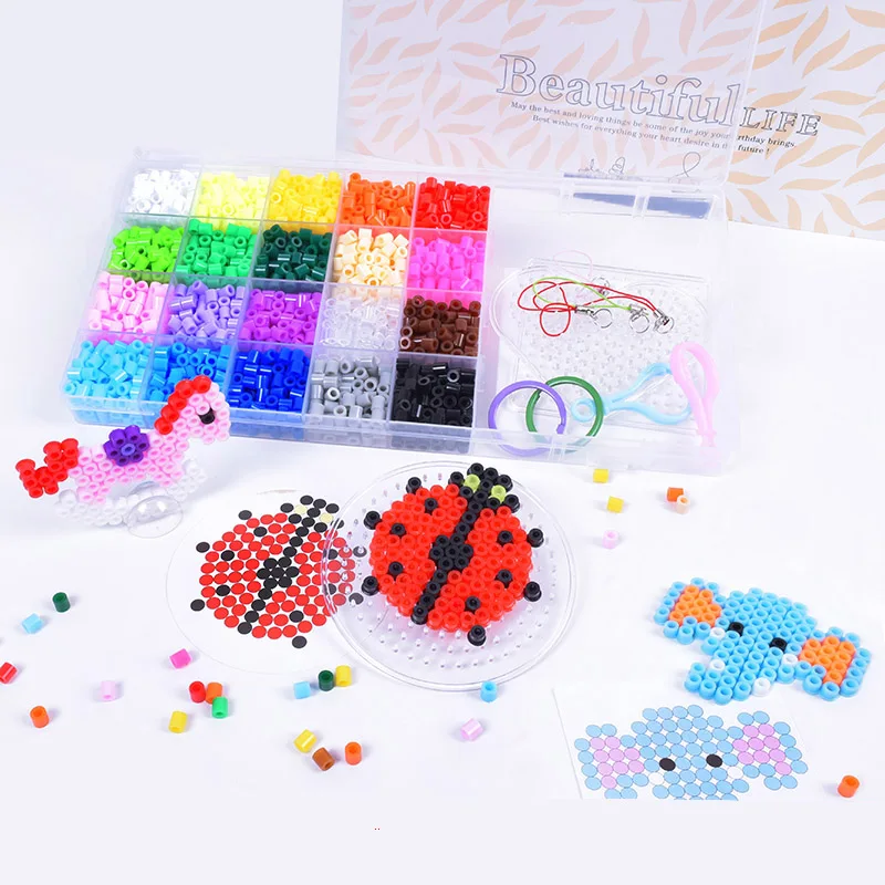 

JINLETONG 20 Colors Box Set Hama Beads Toy 5mm Perler Educational Kids 3D Puzzles DIY Fuse Beads Pegboard Sheets Ironing Paper
