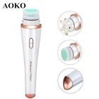 Многофункциональная вращающаяся на 360 градусов электрическая щетка для чистки лица AOKO, массажер для лица, нагрев, глубокое очищение пор, уход за кожей вокруг глаз