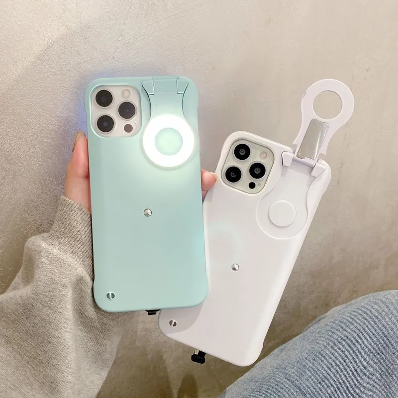 

Ring Light Flash LED Selfie Flashlight Phone Case For iPhone 12 Mini 11 Pro Max SE2020 XS XR X 7 8 Plus Huawei Mate30 Mate40 Pro