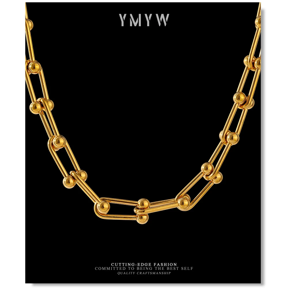 

YMYW Waterproof Gold Chain Metal Stainless Steel Collar Necklace joyería acero inoxidable mujer statement Neckalce Bijoux Femme