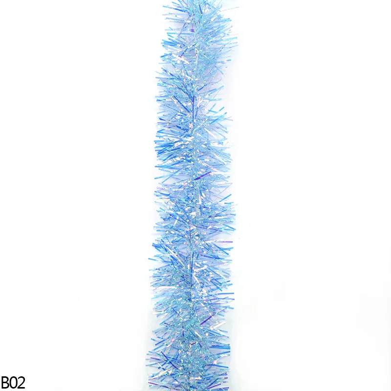 B02 blue 2 м 3 см/5 см Радужная цветная фольга ротанговая мишура стример Рождественская елка подвесная гирлянда на Рождественское дерево украшения Поставки Декор - Цвет: B02 blue