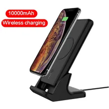QI Wireless Charger 10000mAh Power Bank For iPhone 11 pro Max XS X Samsung Portable External Wireless PowerBank With Phone Stand