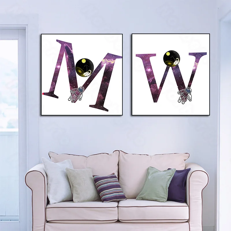 

Custom Name Canvas Painting Poster Creative Starry Night Paintings as Theme For Home Rooms Nursery Wall Decoration