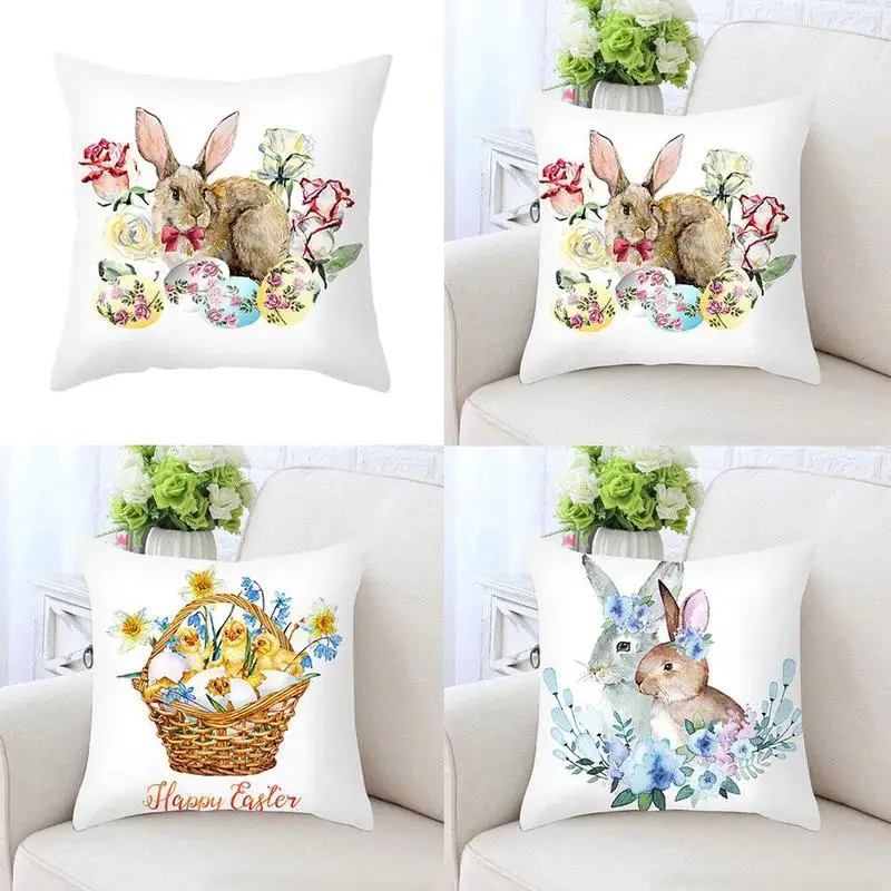 

Easter Pillowcase Decorations For Home Sofa Rabbit Eggs Car Cushion Sofa Cover Cushion Cartoon Sofa 45*45c Home Decoration O3C2