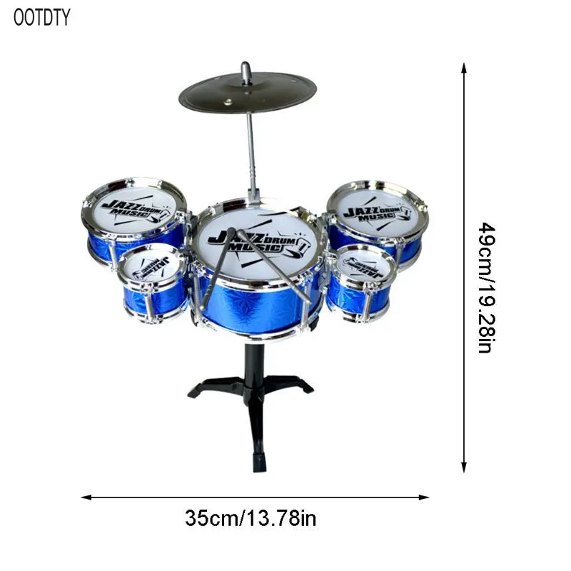 

OOTDTY Kids Mini Jazz Drum Set Childrens Musical Educational Instrument Toy with Sticks Band Play Toy