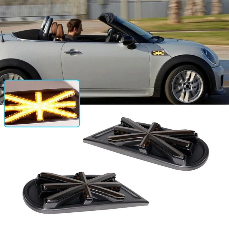 Car Side Marker Lamps Amber LED Lights for-BMW MINI Cooper R55 R56 R57 R58 R59 Dynamic Blinking Turn Signal LED Light