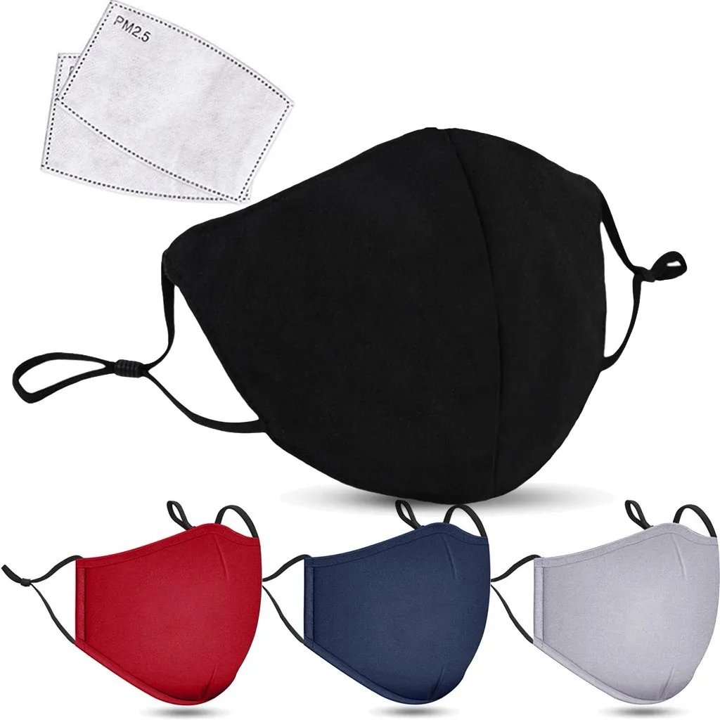 

1pc Cotton Black Mask Mouth Face Mask Anti PM2.5 Dust Mouth Mask 1pc Activated Carbon Filter Mask Fabric Face Mask Washable Care