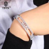 tbtk customize name letter 26 initial bracelet pave bling cubic zirconia diy moving letter bangle hiphop jewelry for gift