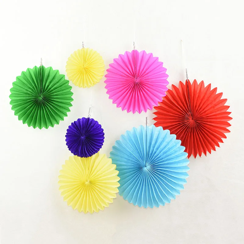

5pcs 10/15/20/25cm Decorative Paper Fan Pinwheel Tissue Paper Flower Wedding Festival Pastel Decoration Party Supplies Backdrop