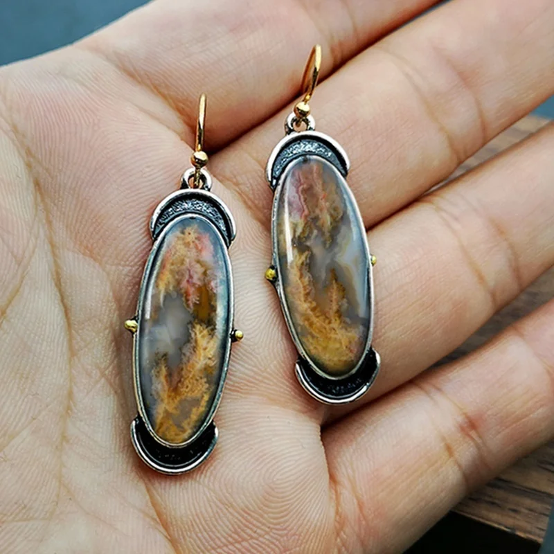 

New Fashion Boho Oval Earrings for Women, Elegant Charm Temperament Jewelry, Party Club Accessories Wholesale Products