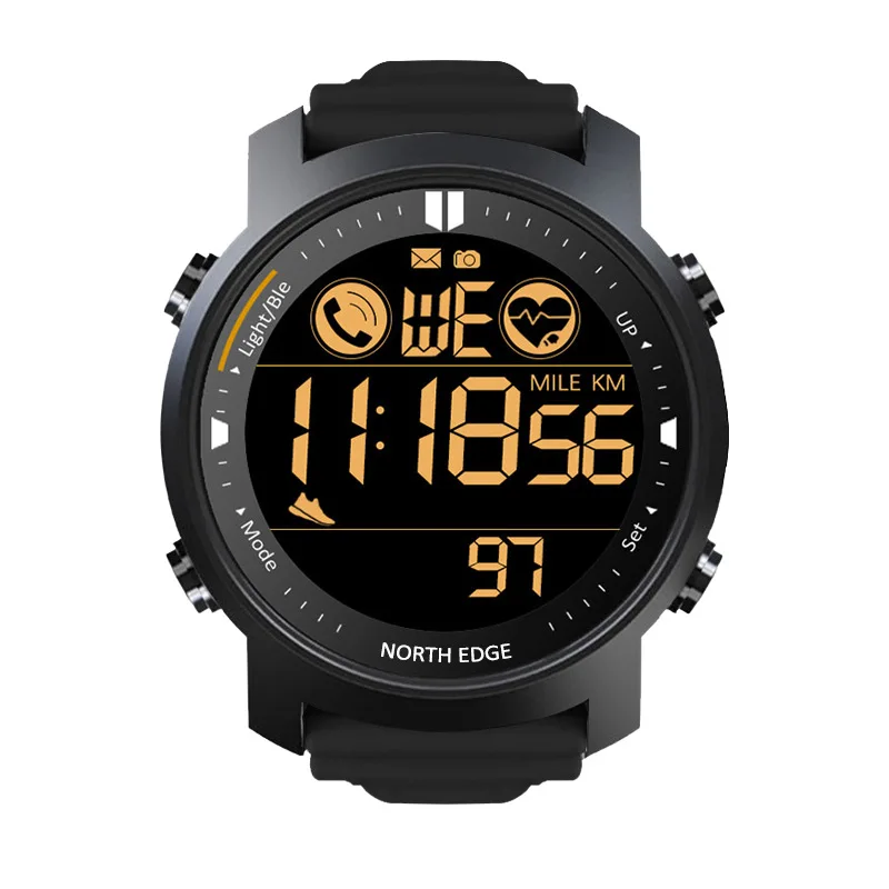 

NORTH EDGE Laker Dightal Watch Pedometer Heart Rate Monitor Calories Phone Reminder Stopwatch Smart Watch 50M Waterproof Sport