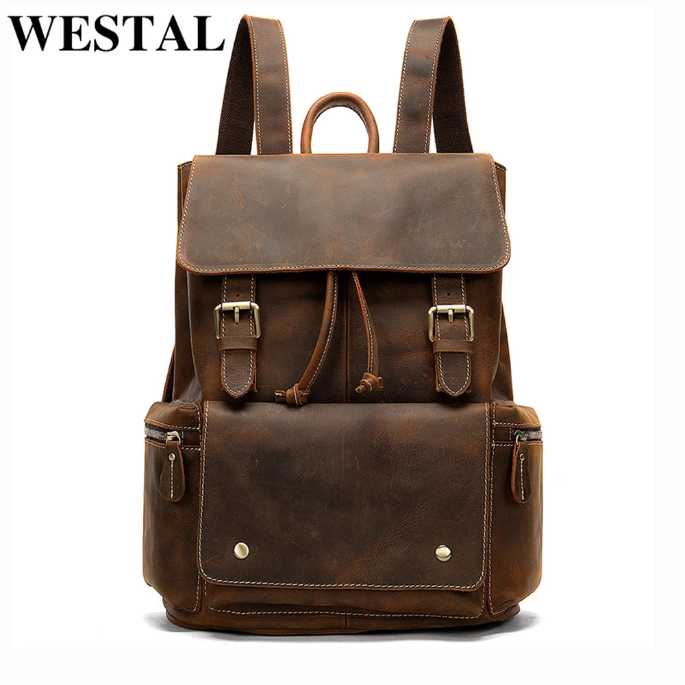 WESTAL мужской рюкзак дизайнерские Роскошные брендовые сумасшедшая лошадь