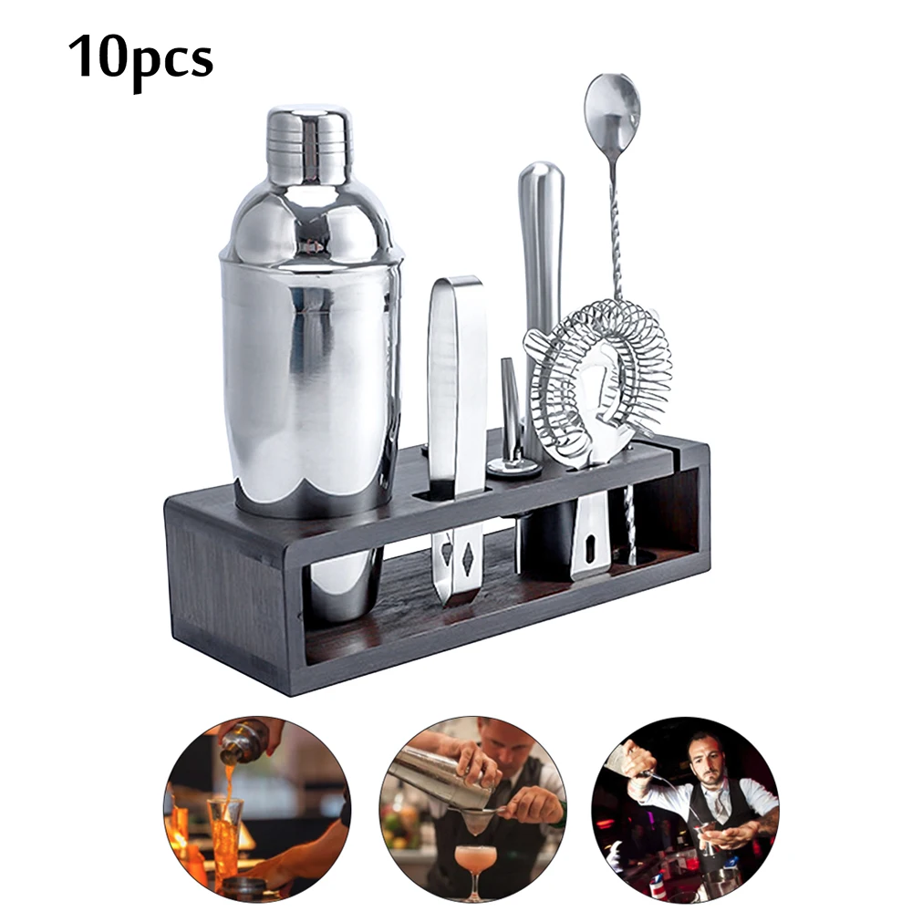 

750ml Cocktail Shaker Bar Set Stainless Steel Cocktail Mixer Maker Tools With Rack Stand For Bartender Drink Party Bar Tools