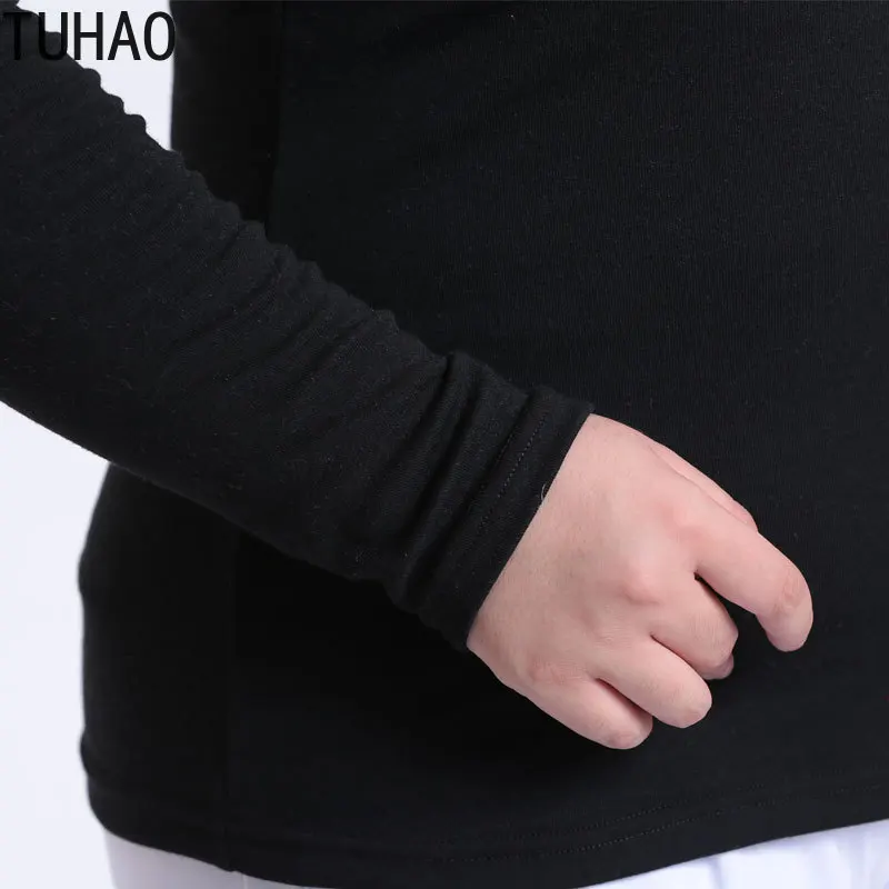 TUHAO Осень Зима Джемпер Блузка Плюс большой размер 6XL 5XL 4XL рубашки топы с высоким воротником Женская одежда WM62