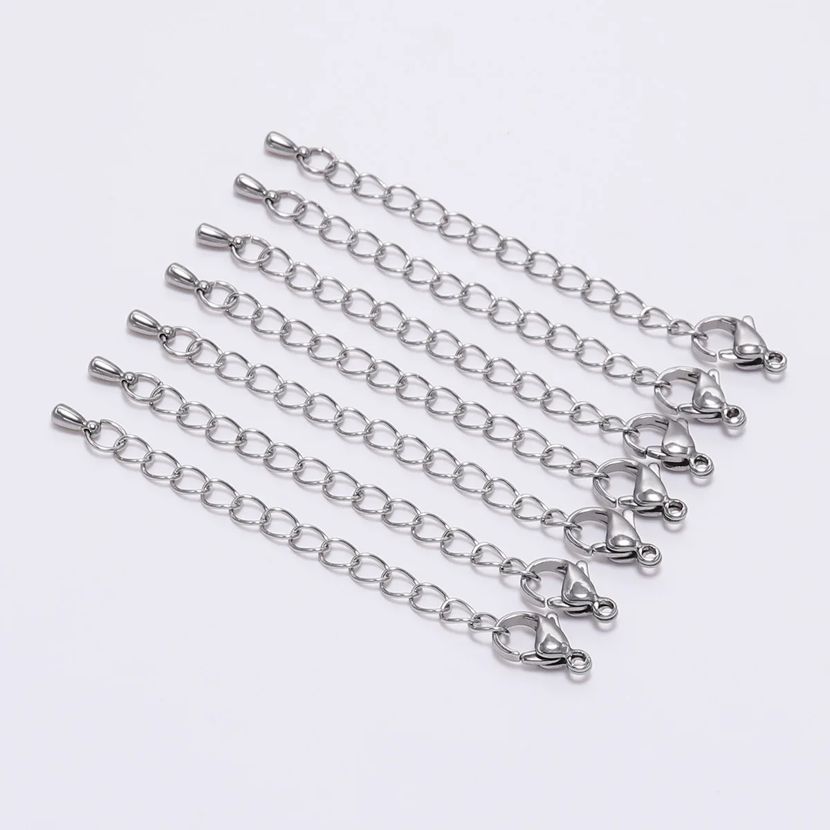 

10 units / batch extended stainless steel lobster tail chain zipper DIY bracelet necklace extended chain manufacturing