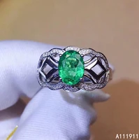kjjeaxcmy boutique jewelry 925 sterling silver inlaid natural emerald gemstone female ring support detection luxurious