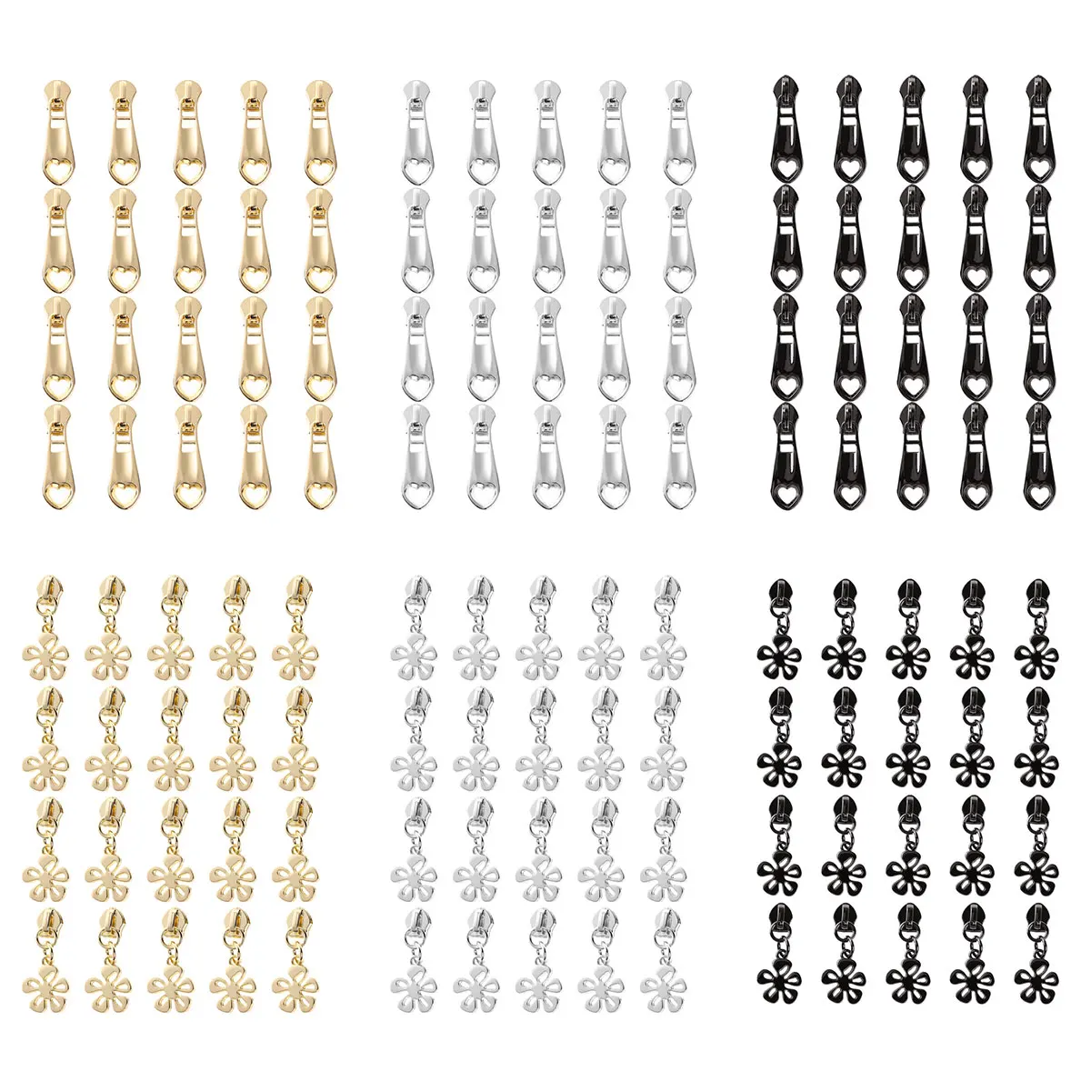 Металлические слайдеры на молнии в форме цветка/сердца 20 #5|Бегунки для молнии| |