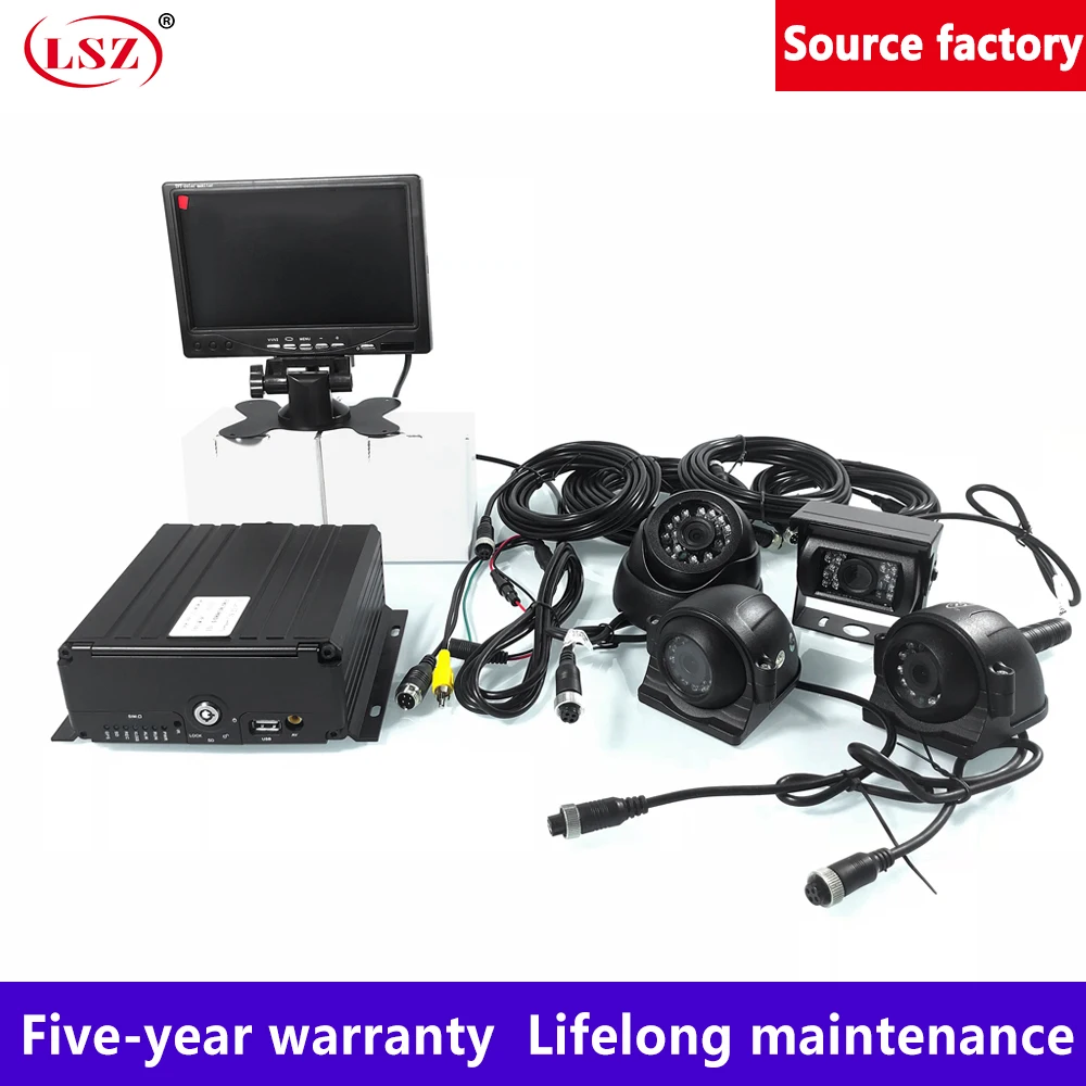 LSZ 4-channel hard disk+ SD card MDVR+ 3 inch plastic dome camera truck/bus Mobile DVR Sets