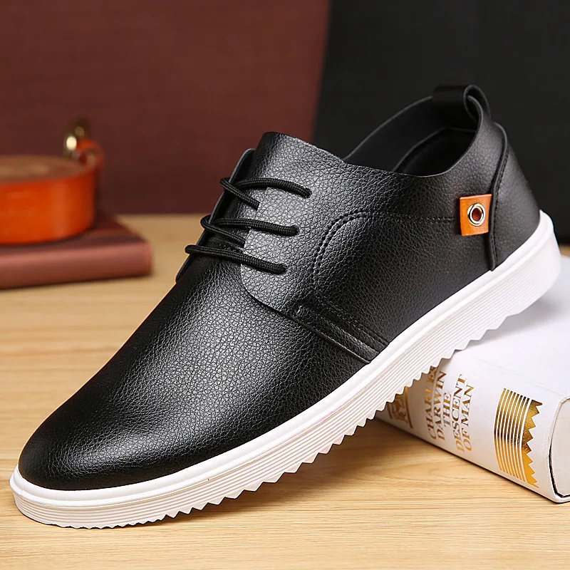 

New Fashion Breathable Leather Casual Shoes for Man In 2021 Autumn Comfortable Slip-on Shallow Flat Boat Shoes Waterproof