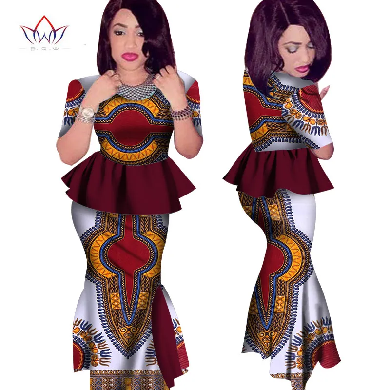 Summer Africa Dashiki African Women Clothing Africa2 Piece For Women Brand Clothing Women Printed O-neck African Skirt Top WY499