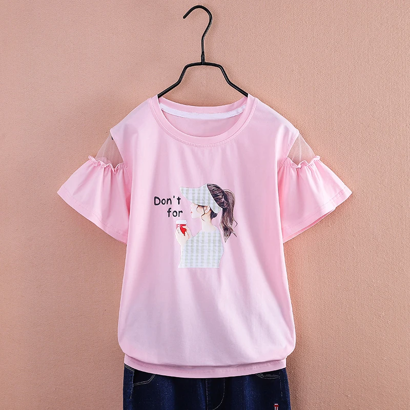 

Girls 10-12 14 15 Years Clothing Kids Oversized T-shirt Children Princess Graphic Tee 2021 Fashion Summer Teenage Cotton Tops 8