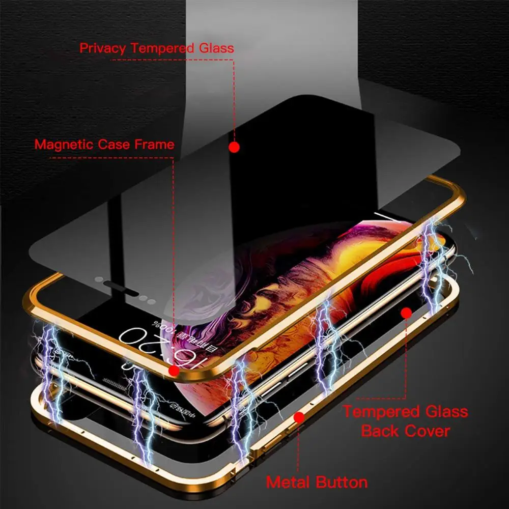 Магнитный металлический чехол для iPhone 11 Pro Max двусторонняя защитная пленка из