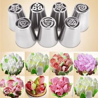 7pcs russian cream flower icing piping nozzles tips diy cake decorating stainless steel baking pastry tools kitchen supplies