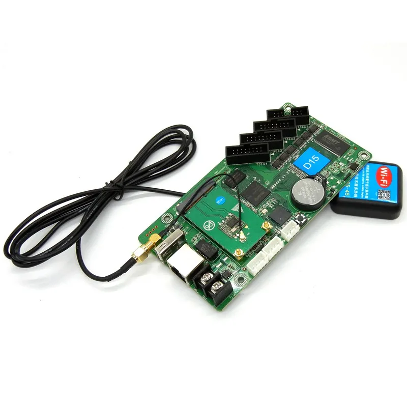 HD-D15-F, wifi, асинхронный, полноцветный светодиодный, контрольная карта, видео, USB, светодиодный дисплей, контроллер 640*64 пикселей, 4* hub75E порта