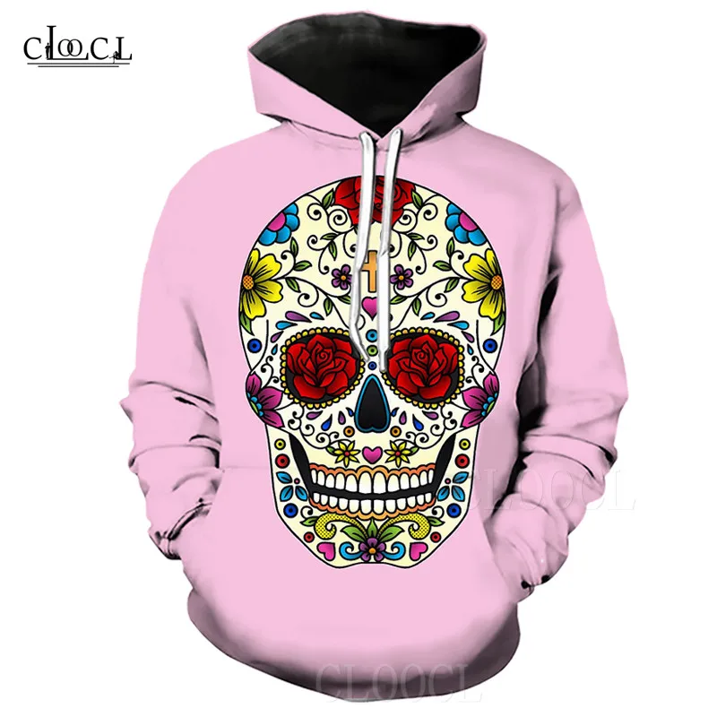 Худи в стиле Харадзюку для мужчин и женщин Свитшот оверсайз с 3D принтом черепа