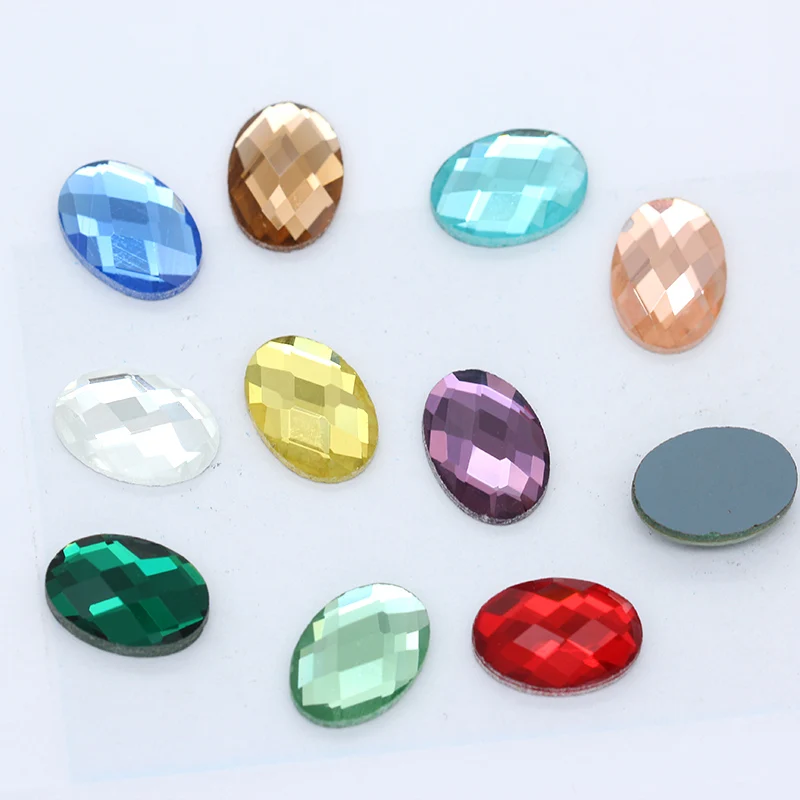 20p 8x10 мм Овальный цветной стеклянный камень с плоской задней поверхностью без горячей фиксации граненые хрустальные стразы Драгоценности кабошон Кнопка скрапбук ремесло