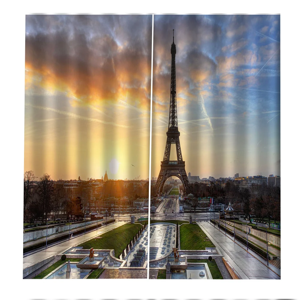 Красивые пейзажи романтические занавески с изображением башни 3D оконные шторы